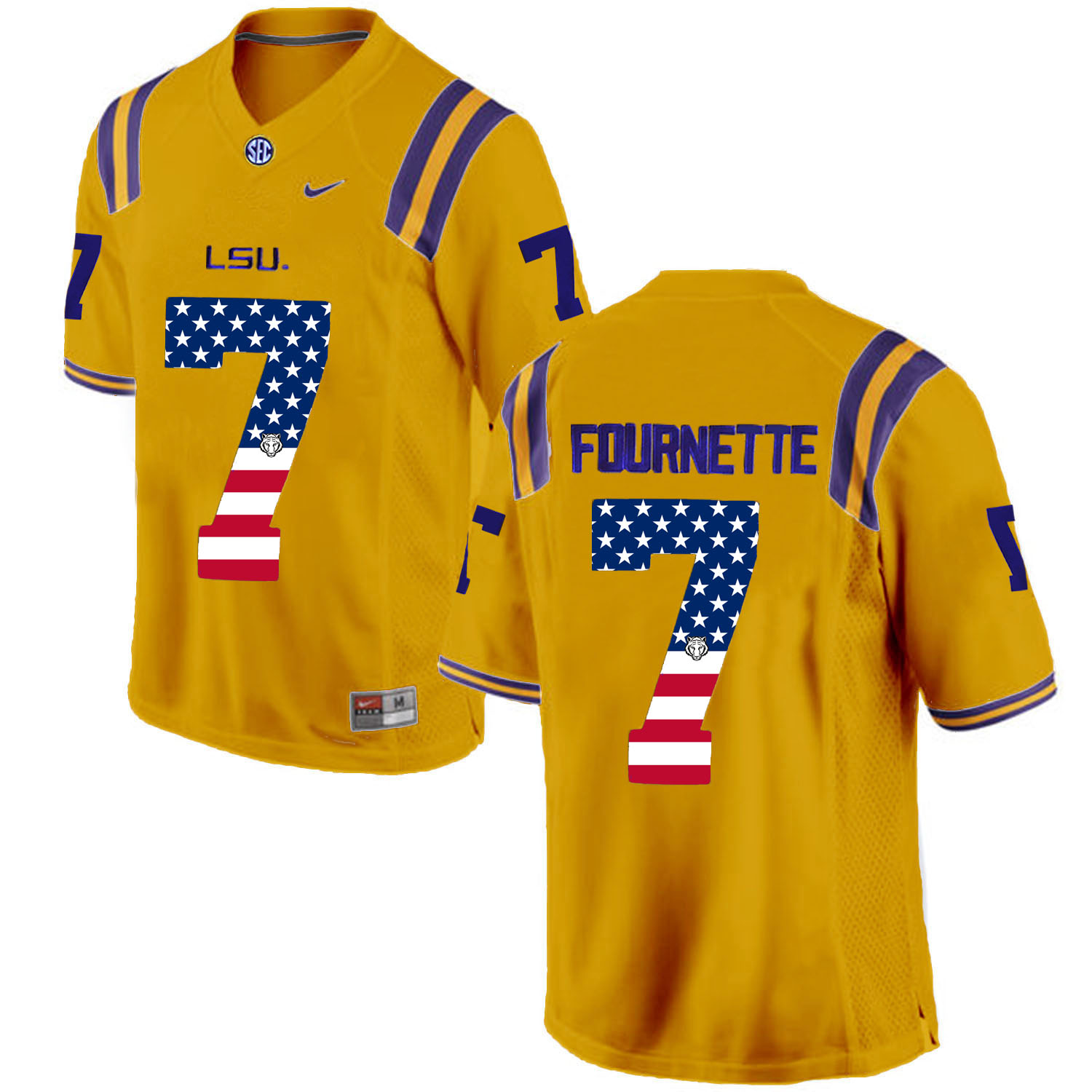US Flag Fashion  Men LSU Tigers Leonard Fournette #7 College Football Limited Jersey  Gold